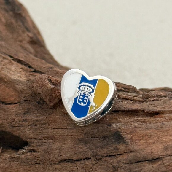 Pandora I Love canary Islands Exclusive Heart Bead S925 Silver Charm - Picture 1 of 3